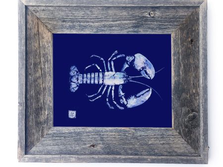 16 x 13 Framed white on blue Lobster Online Sale