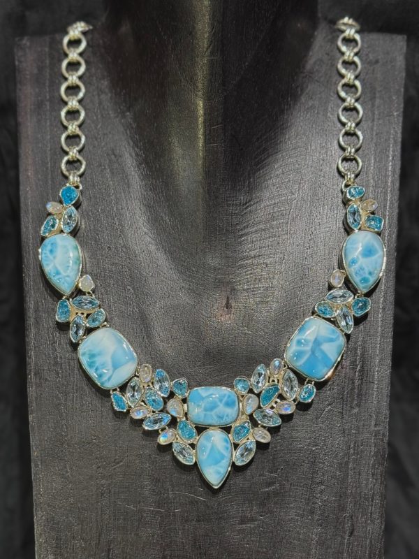 Larimar Apatite and Moonstone Necklace Fashion