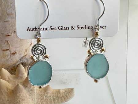 Gold and Sterling Silver Genuine Sea Glass Earrings Online Sale