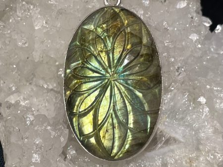 Flower of Life Hand Carved Labradorite Pendant Sale