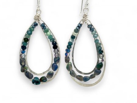 Moody Blues Opal Channel Hoop Earrings E82651 Fashion