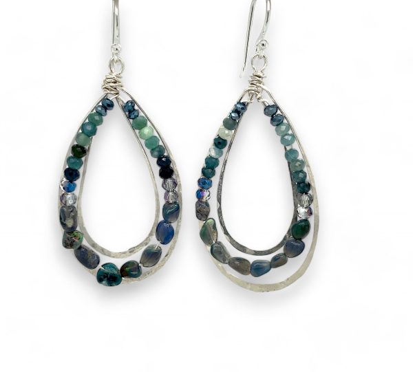 Moody Blues Opal Channel Hoop Earrings E82651 Fashion