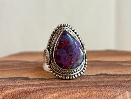 Purple Copper Turquoise and Sterling Silver Ring For Discount