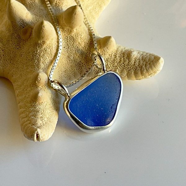 Sea Glass Pendants with Double Bail Genuine Sea Glass and Sterling Silver Pendant - Variety of Colors: Cornflower, Cobalt, Aqua, & Green - Each Sold Separately Sale