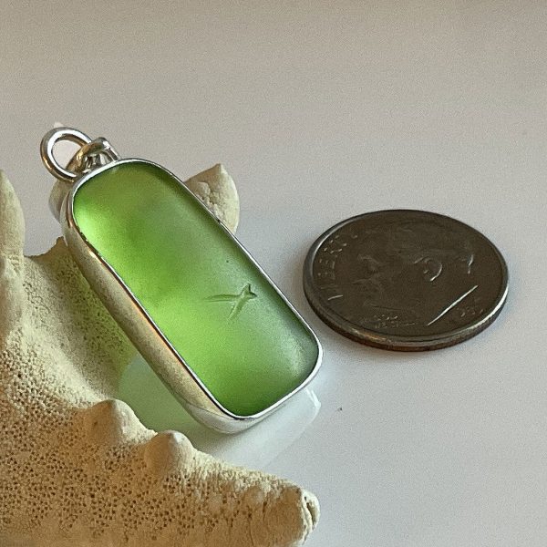 Genuine Green Sea Glass and Sterling Silver Pendant Online