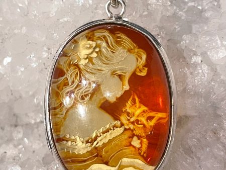 Carved Amber Cameo Pendant For Cheap