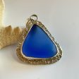 One-of-a-kind Cornflower Cobalt Sea Glass and Sterling Silver Pendant For Cheap