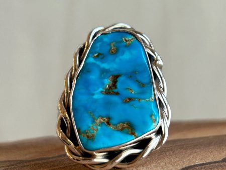 Turquoise and Sterling Silver Handcrafted Ring Discount