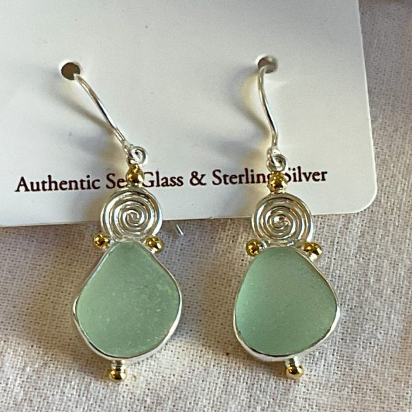 Gold and Sterling Silver Genuine Sea Glass Earrings Online Sale