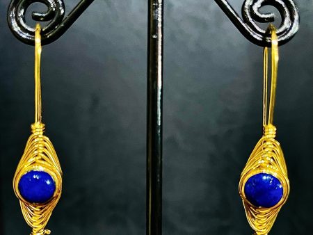 Gold Lapis Earrings Fashion