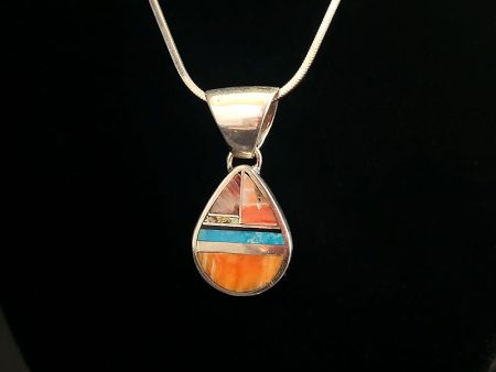 Spiney Oyster, Jet, Turquoise & Sterling Silver Pendant Sale