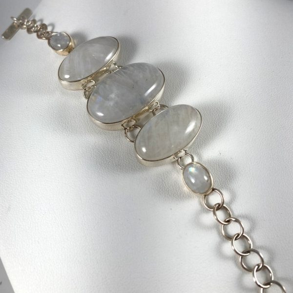 Blue Fire Moonstone & Sterling Silver Bracelet Online Hot Sale