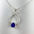 Cobalt Sea Glass  & Sterling Silver Ring, Matching Cobalt Sea Glass Infinity Drop Earrings, Bracelet, & Pendant (Each Sold Separately) For Cheap