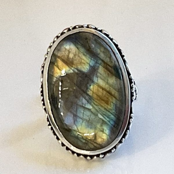 Elegant Labradorite & Sterling Silver Ring on Sale