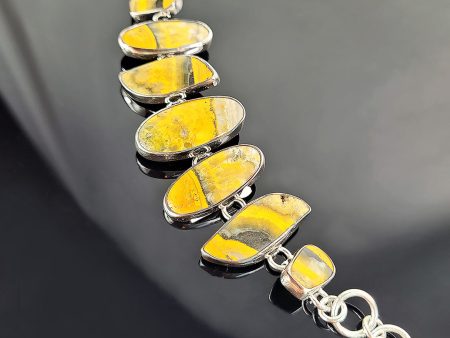 Bumble Bee Jasper and Sterling Silver Bracelet Online Sale