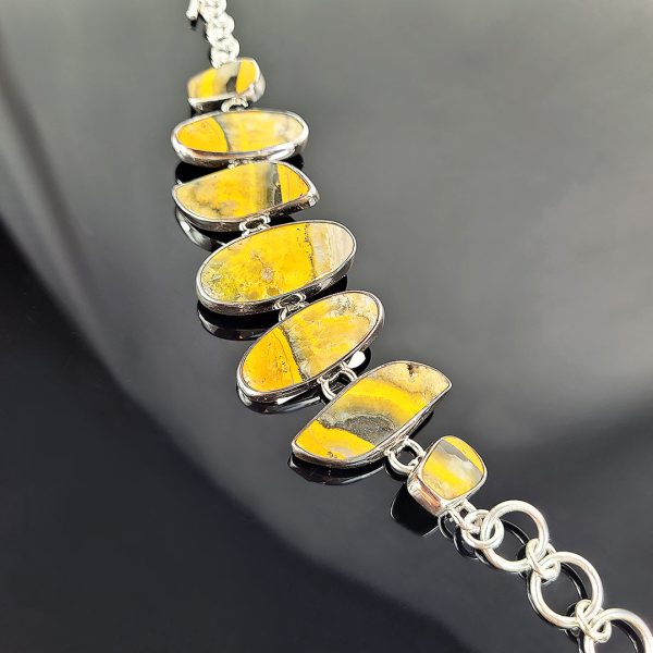 Bumble Bee Jasper and Sterling Silver Bracelet Online Sale