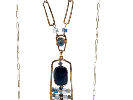 Kyanite Cobble Stone Necklace 82678N For Discount