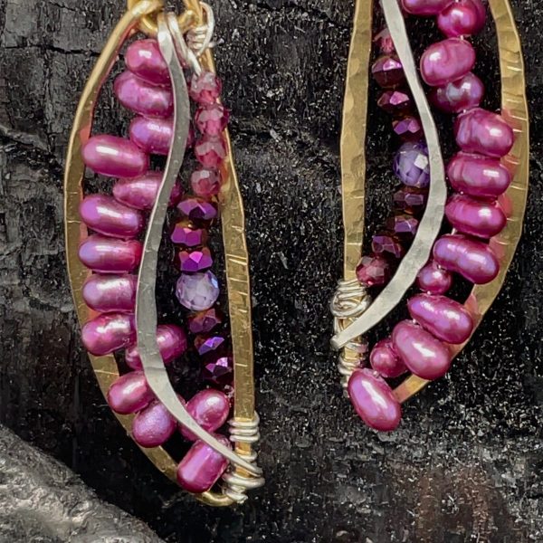 Purple Peacock Pearl Earrings For Cheap