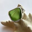 Green Sea Glass and Sterling Silver Pendant (Unusual Rivets) Cheap