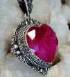 Scrollwork Heart Shaped Ruby Pendant For Sale