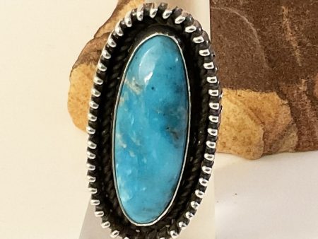 Pure Deep Blue Turquoise and Sterling Silver Ring Fashion