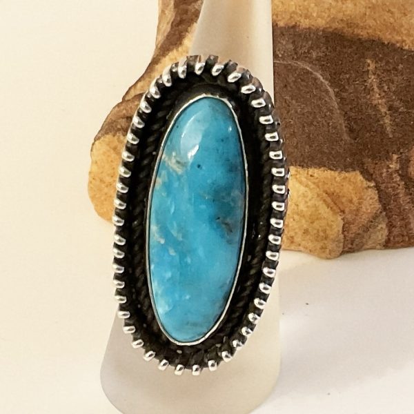 Pure Deep Blue Turquoise and Sterling Silver Ring Fashion