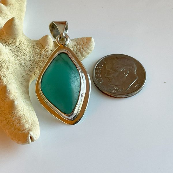 Emerald Sea Glass and Sterling Silver Pendant Online