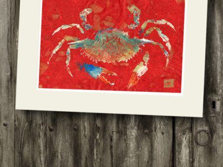 14 x11 Blue Crab Gyotaku Archival Print Cheap