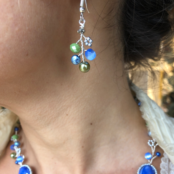 Branch Earrings - Cobalt & Green Online now