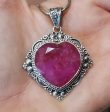 Scrollwork Heart Shaped Ruby Pendant For Sale