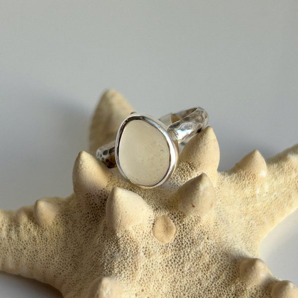 Genuine Sea Glass & Sterling Silver Ring For Cheap