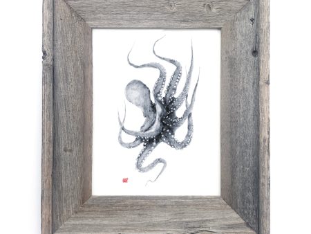 16 x 13 Framed Indigo Octopus For Discount