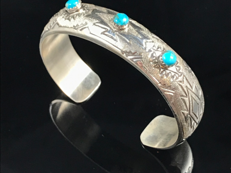 Turquoise & Dusted Sterling Silver Bracelet Supply