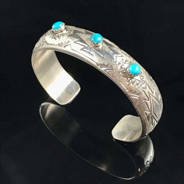 Turquoise & Dusted Sterling Silver Bracelet Supply