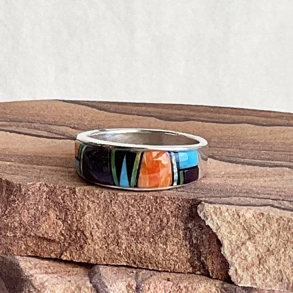 Zuni Inlay Opal, Sugilite Turquoise, Spiney Oyster, Jet, & Sterling Silver Ring Supply