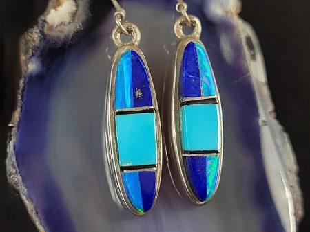 Lapis Lazuli, Opal, Turquoise, and Sterling Silver Earrings Sale