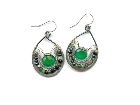 Green Onyx Drop Earrings E77835 on Sale