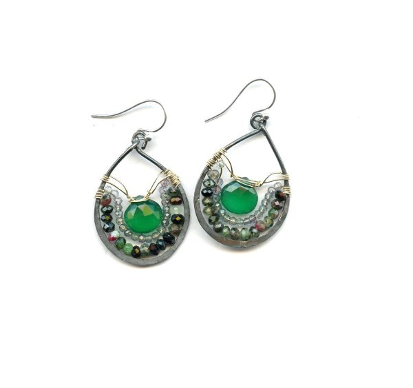 Green Onyx Drop Earrings E77835 on Sale