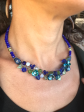 Turquoise, Cobalt, Green Sea Glass, and Sterling Silver Branch Necklace Discount