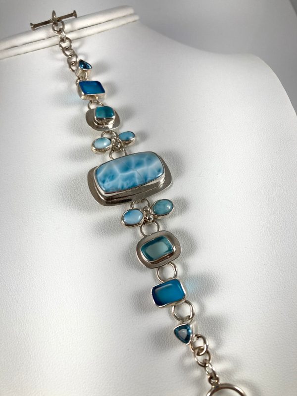 Sea Glass, Larimar, Blue Topaz  & Sterling Silver Bracelet Supply