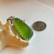 Chartreuse Collectors Green Sea Glass and Sterling Silver Pendant For Discount