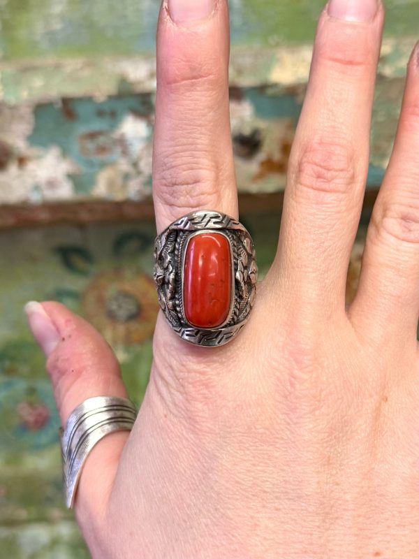 Red Coral Saddle Ring Online