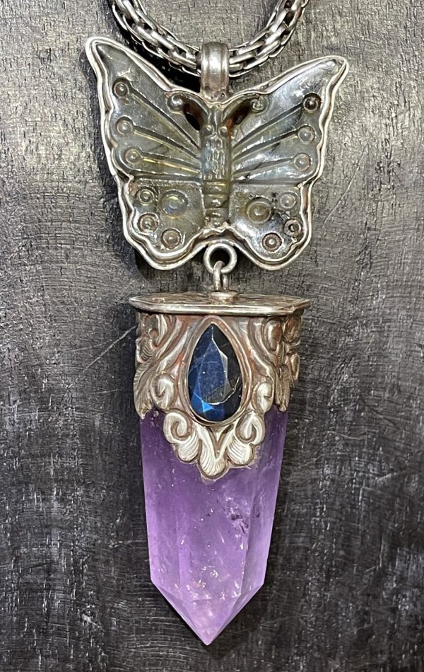 Amethyst And Labradorite Butterfly Pendant For Discount