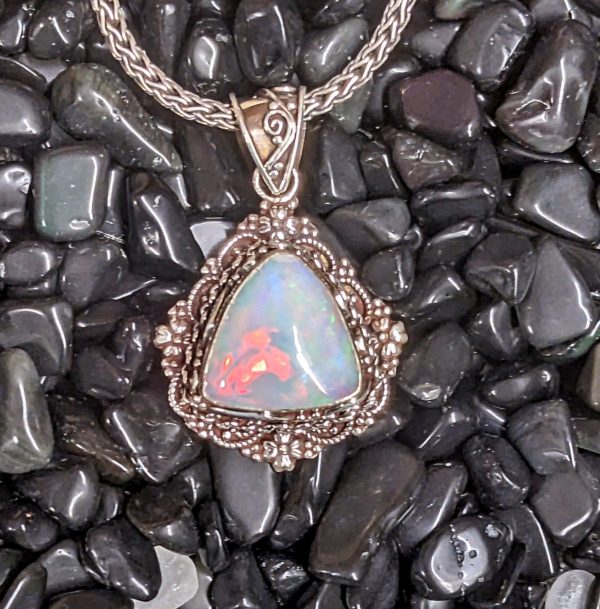 Fiery and Opulent Opal Pendant Sale