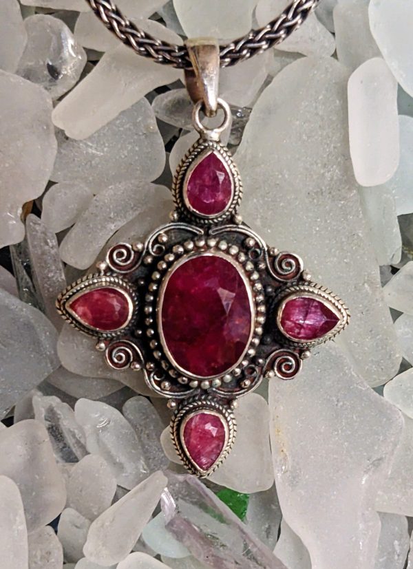 Elegantly Detailed Ruby Pendant Online now