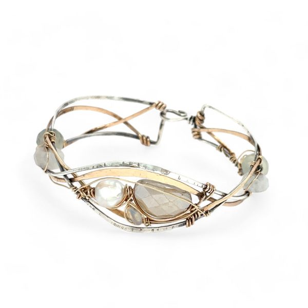 Braided Moonstone Cuff Bracelet B405 Online now