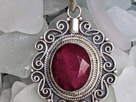 Beautiful Scrolled Ruby Pendant Fashion