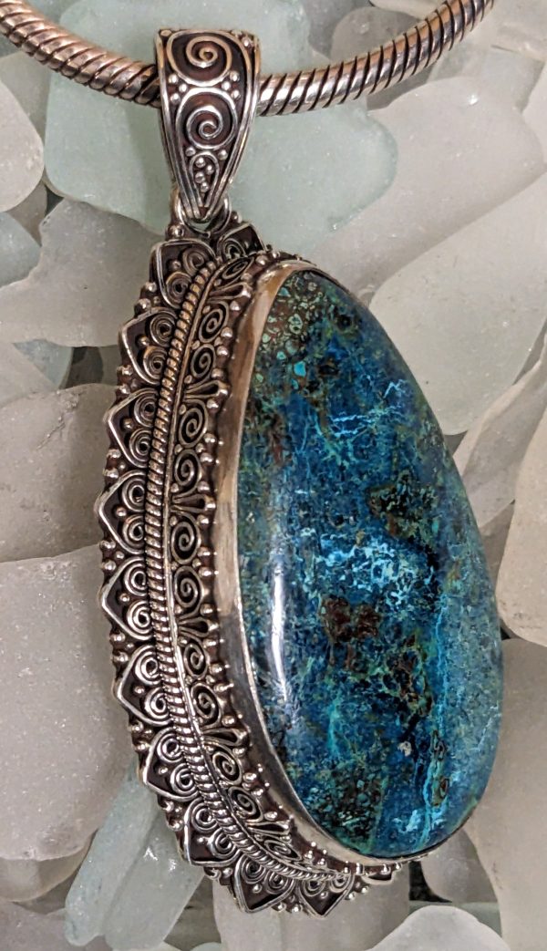 Stunning Chrysocolla Statement Pendant Hot on Sale