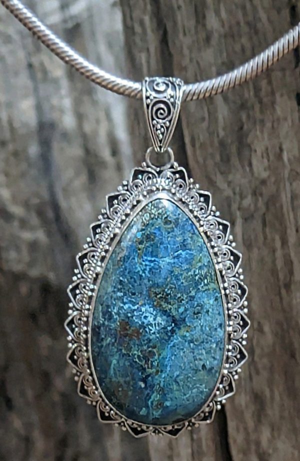 Stunning Chrysocolla Statement Pendant Hot on Sale