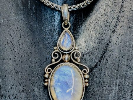 Statement Moonstone Scroll Detail Pendant For Sale